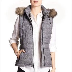 Banana Republic Faux Fur Lined Hooded Gray Vest